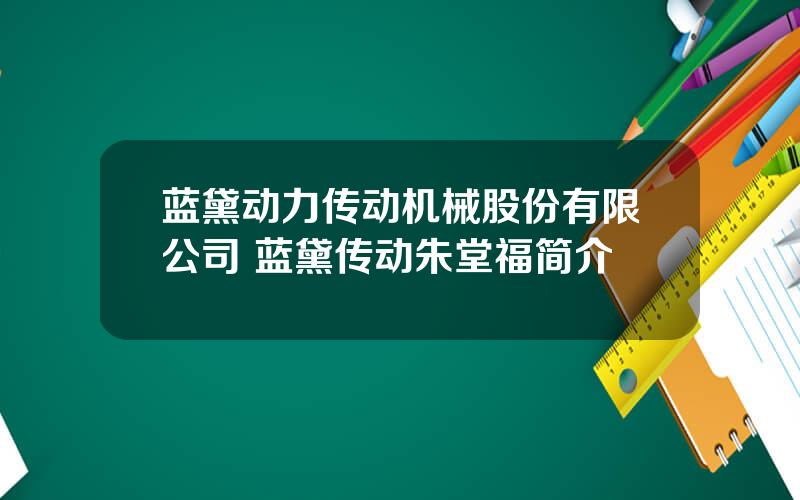 蓝黛动力传动机械股份有限公司 蓝黛传动朱堂福简介